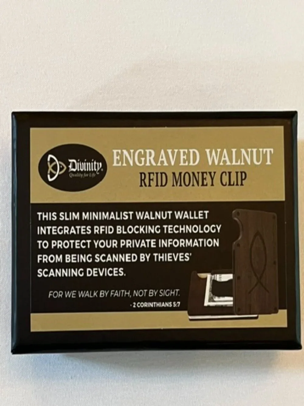 Divinity walnut engraved